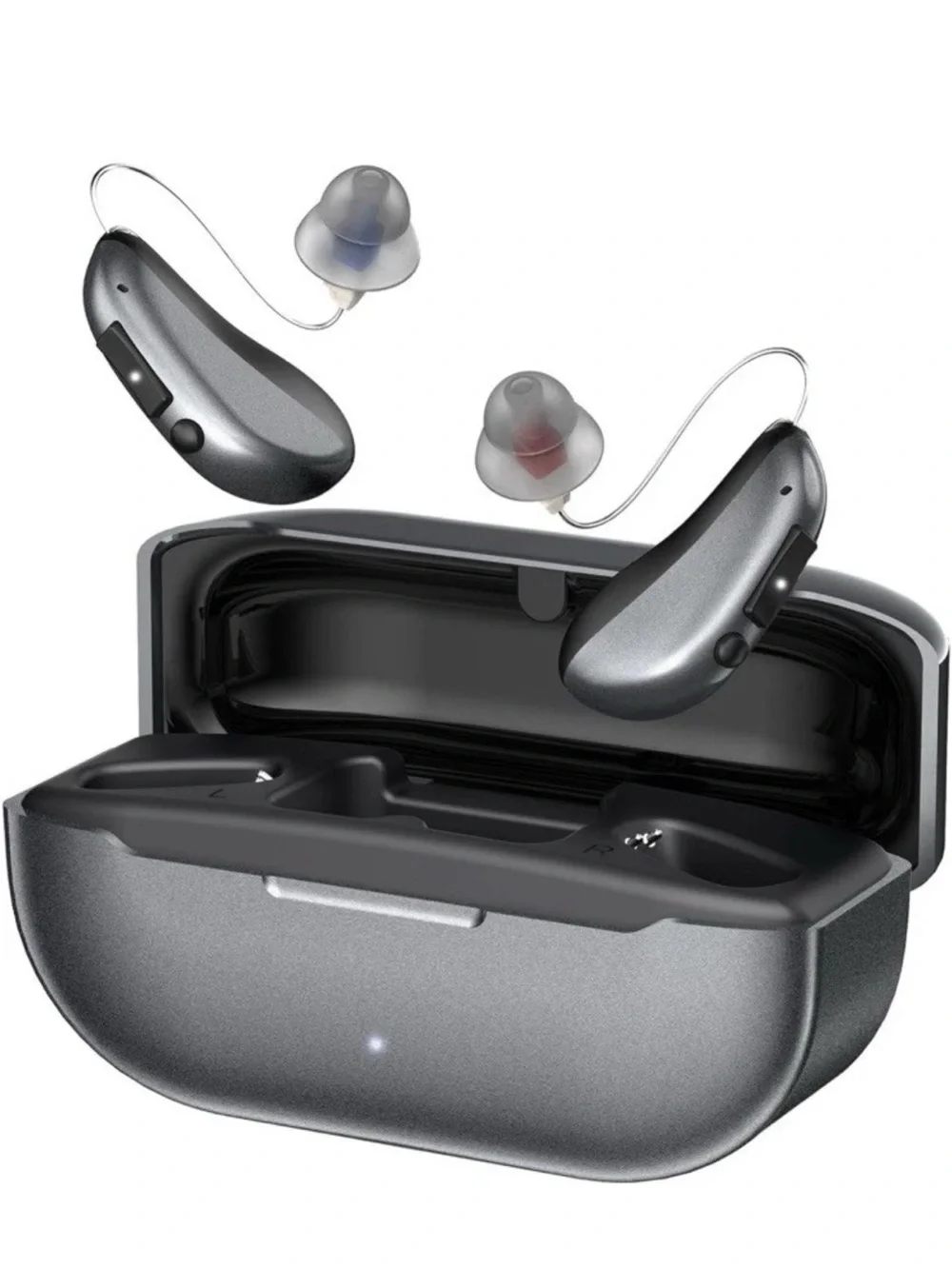 Earth Gray Behind-the-Ear Bluetooth Earbuds with Charging Case